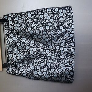 Ann Taylor Loft Black Blue & Silver Embroidered Floral Print Skirt - Size 4